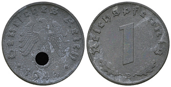 Германия 1 рейхспфенниг 1944 B KM 97, J. 369 цинк 4668-1147