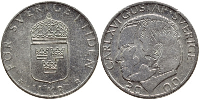 Швеция 1 крона 2000 Карл XVI Густав (1973- ) KM 852а медно-никель 4364-2251