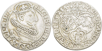 ПОЛЬША (ЛИТВА) 6 ГРОШЕЙ 1623 СИГИЗМУНД III (1587-1632) KM 42, Gum.1163 серебро 3896-1445