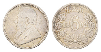 ЮАР 6 пенсов 1892 KM 4 серебро 1531-1433