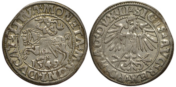 Польша 1/2 гроша (полугрош) 1549 Сигизмунд II Август (1544-1572), вес 1,16 гр. Saurma 5561 серебро 1516-1515
