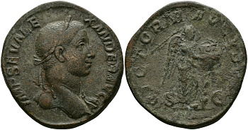 Римская Империя сестерций 230 Александр Север VICTORIA AVGVSTI Виктория, Рим Very fine 20,09 гр RIC 616 бронза 1073-8-31