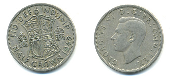 Великобритания 1/2 кроны 1948 Георг VI (1936-1952) KM 866, Spink 4101 медно-никель 59-835