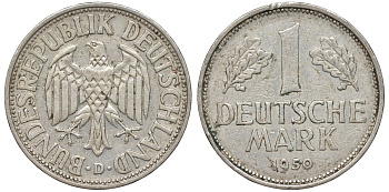 ФРГ 1 марка 1950 D KM 110 медно-никель 4132-711