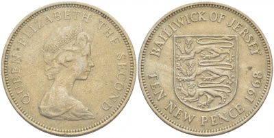 ДЖЕРСИ 2 ПЕНСА 1987 КРЕПОСТЬ KM 55 бронза UNC 4548-1021