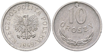 Польша 10 грошей 1949 Y 42a алюминий 99-768