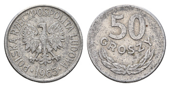 Польша 50 грошей 1965 Y 48.1 алюминий 4637-1032