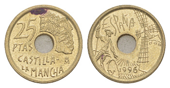 Испания 25 песет 1996 Кастилия - Ла-Манча KM 962 алюминиевая бронза 4623-1269