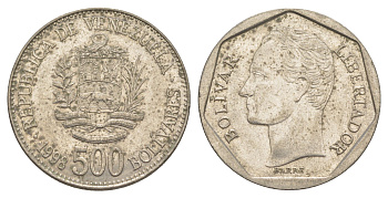 Венесуэла 500 боливаров 1998 Симон Боливар Y 79.1 сталь плакированная никелем 4583-945