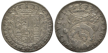 Неаполь и Сицилия тари (2 карлини) 1686 Карл II Испанский серебро 00-822-13