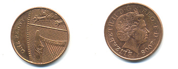 Великобритания 1 пенни 2008 Елизавета II (1952-2022) KM 1107, Spink B6 сталь плакированная медью 177-1146