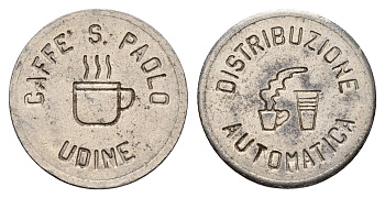 Италия жетон для выдачи напитков - кофе диаметр 24 мм, вес 6,4 гр нержавеющая сталь 4670-954