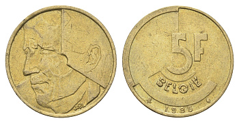 Бельгия 5 франков 1986 Belgie, Бодуэн I (1951-1993) KM 164 медь алюминий никель 4706-236