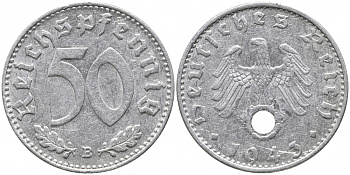 Германия 50 рейхспфеннигов 1943 B J. 372, KM 96 алюминий  UNC  00-822-39