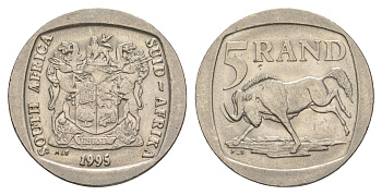 ЮАР 5 рандов 1995 KM 140 медь плакированная никелем aUNC 4546-731