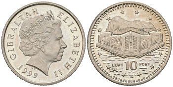 Гибралтар 10 пенсов 1999 KM 776 медно-никель UNC 4619-231