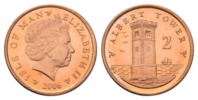 Остров Мэн 2 пенса 2006 KM 1254 сталь плакированная медью UNC 4119-625