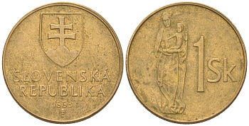 Словакия 1 крона 1993 MK KM 12 сталь плакировнная бронзой 4164-857