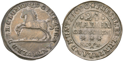 Брауншвейг-Вольфенбюттель 24 мариенгроша 1690 HCH KM 586 серебро 00-901-06