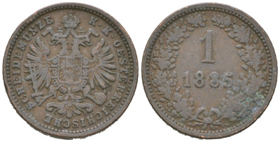 Австрия 1 крейцер 1885 Франц Иосиф I (1848-1916) KM 2187 медь 4617-366