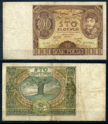 Польша 100 злотых 1934 Pick 75 a бумага 7552-11-3-2