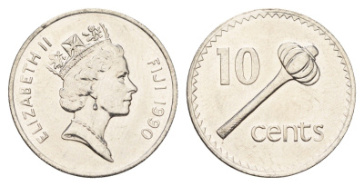 Фиджи 10 центов 1990 KM 52a сталь плакированная никелем UNC 4671-421