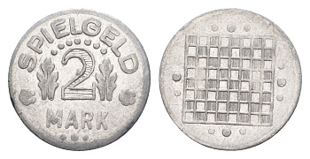 Германия игровой жетон в 2 марки ND разновидность - Глобус, вес 0,8 гр, диаметр 20 мм алюминий UNC 4636-963