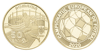 Румыния 50 бань (бани) 2021 УЕФА Чемпионат Европы по футболу 2020 KM 481 никель латунь PROOF 11-251-53