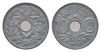 Франция 10 сантимов 1941 KM 895 цинк 4630-249