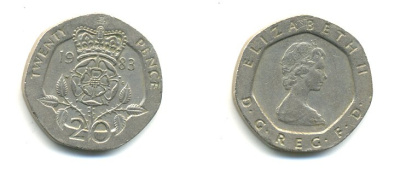 Великобритания 20 пенсов 1983 Елизавета II (1952-2022) KM 931, Spink 4230 (G1) медно-никель 59-411