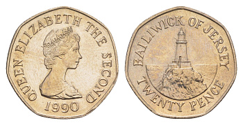 Джерси 20 пенсов 1990 KM 66 медно-никель aUNC 4649-565