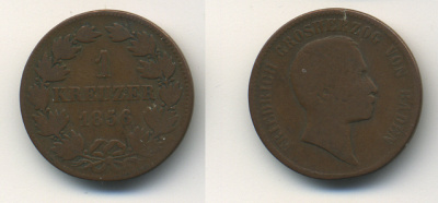 Баден 1 крейцер 1856 Великий Герцог Фридрих I (1856-1907) KM 232 медь 36-913