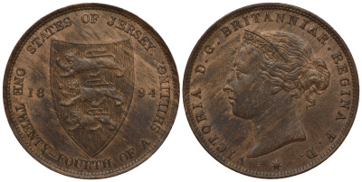 Джерси 1/24 шиллинга 1894 Виктория (1837-1901) KM 7 бронза aUNC 650-414