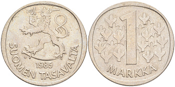 ФИНЛЯНДИЯ 1 МАРКА 1985 N KM 49а медно-никель 4556-734