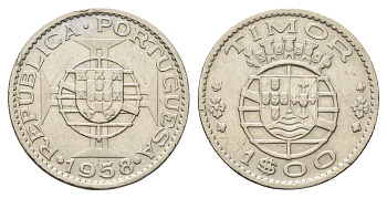 Португальский Тимор 1 эскудо 1958 год-тип KM 13 медь цинк никель 4671-753