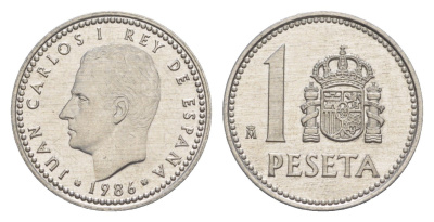 Испания 1 песета 1982 M, Хуан Карлос I (1975-2014) KM 821 алюминий UNC 4644-949