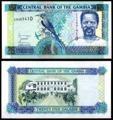 Гамбия 25 даласи ND (2001-2005) Pick 22 c бумага UNC (пресс) 7217-3-1-2