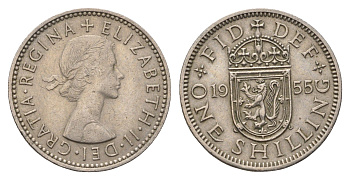 Великобритания 1 шиллинг 1955 Елизавета II (1952-2022), Шотландский герб KM 905, Spink 4148 медно-никель 4695-812