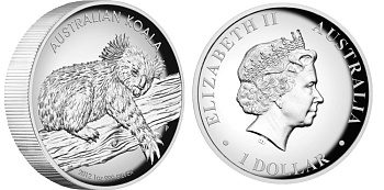 Австралия 1 доллар 2012 коала, высокорельефная KM 1828 серебро PROOF 1074-1-43