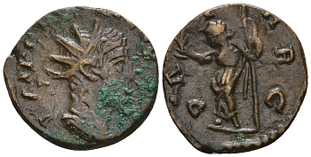 Римская Империя, императоры в Галлии антониниан 272 Тетрик, IMP C TETRICVS P F AVG, бюст императора / PAX AVG, Пация, персонификация Мира, локальная чеканка в Галлии RIC 100 биллон 1073-25-115