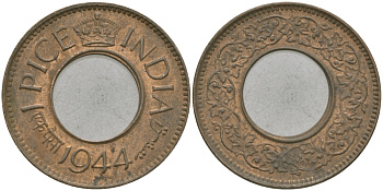 Британская Индия 1 пайс 1944 Георг VI (1936-1952) KM 533 бронза 33-1056