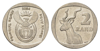 ЮАР 2 ранда 2004 KM 336 медь плакированная никелем 4628-111