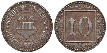 Германия, Мюнстер 10 пфеннигов 1918 Funck 350.3Aa железо 4119-923