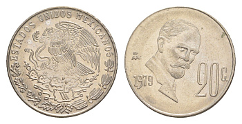Мексика 20 сентаво 1979 Mo, Франциско Индалеси KM 442 медно-никель 4636-467