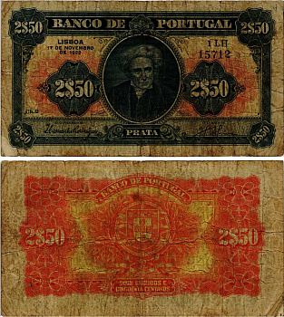 Португалия 2 1/2 эскудо 1922 Педру Иву Велозу да Силвейра, бразильский революционер Pick 127 (5)  бумага   451-274-1