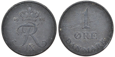 Дания 1 эре 1955 Фредерик IX (1947-1972) KM 839 цинк 4174-163