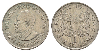 Кения 1 шиллинг 1971 Джомо Кениата KM 14 медно-никель aUNC 4650-753
