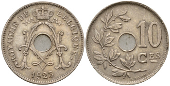 Бельгия 10 сантимов 1923 Belgique KM 85 медно-никель 4543-843
