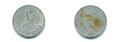 Дания 1 эре 1971 С; S, Фредерик IX (1947-1972) KM 839.2 цинк 80-812