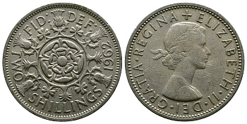 Великобритания 2 шиллинга (флорин) 1962 Елизавета II (1952-2022) KM 906, Spink 4146 медно-никель 4382-344
